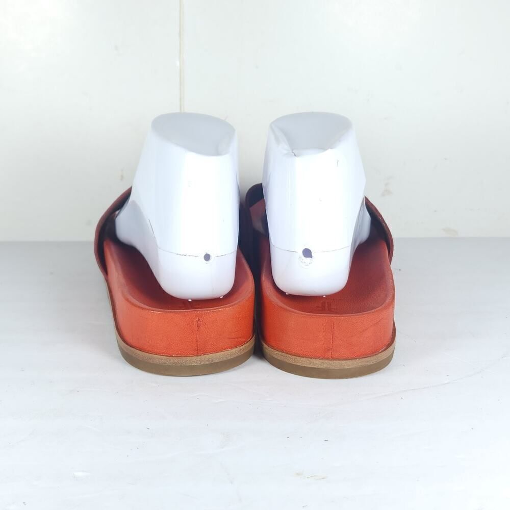 Frye Women's Lily US8,5? Orange Leather Perforated Flat Slide Sandals Shoes - Picture 9 of 16